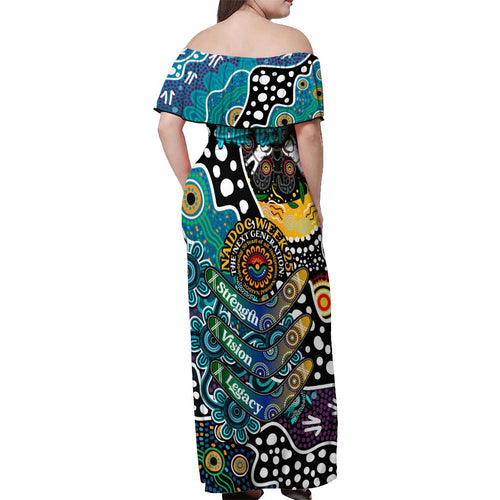 Personalised Power AFL Celebrating 50 Years of Naidoc Off Shoulder Maxi Dress NAIDOC Week 2025 Aboriginal