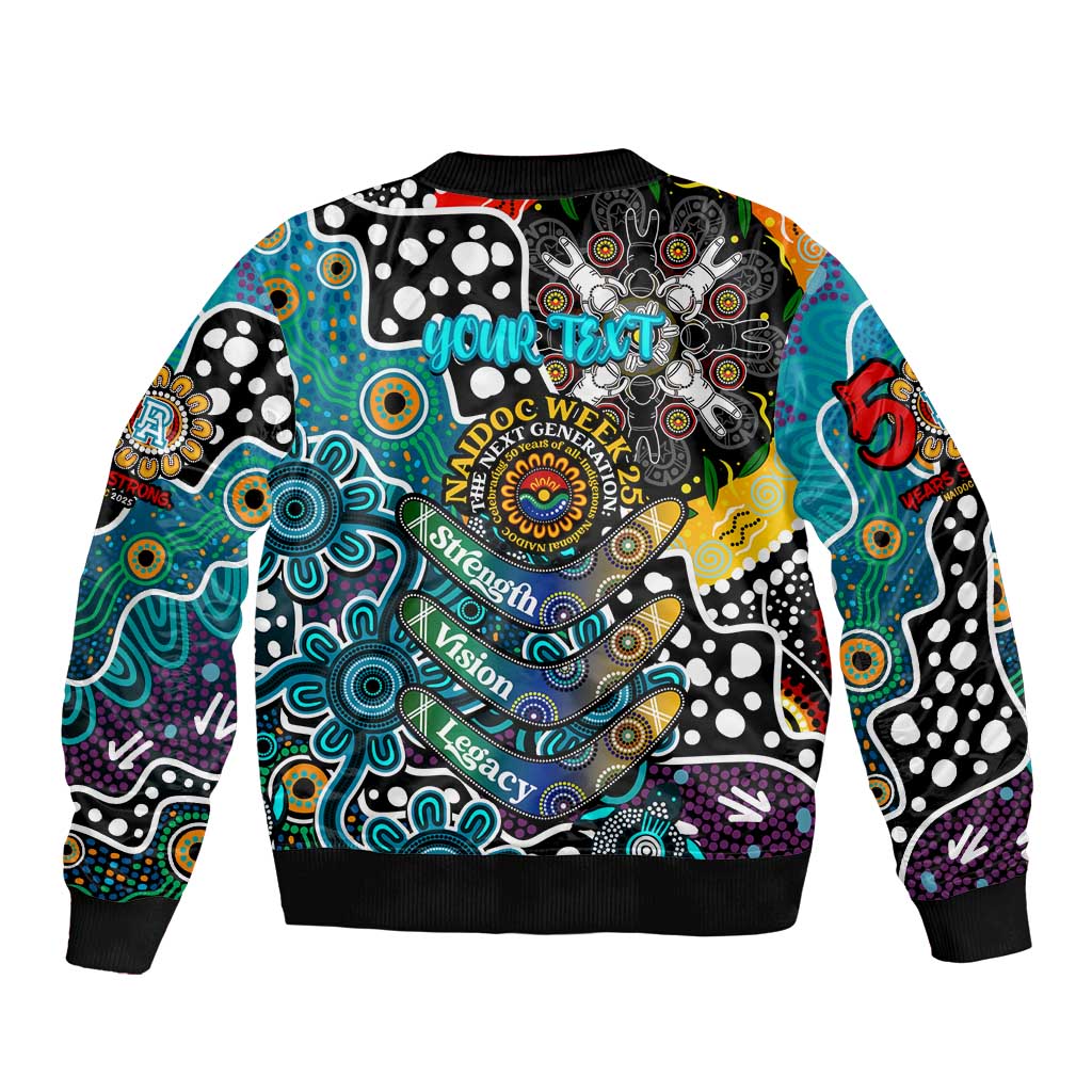 Personalised Power AFL Celebrating 50 Years of Naidoc Sleeve Zip Bomber Jacket NAIDOC Week 2025 Aboriginal