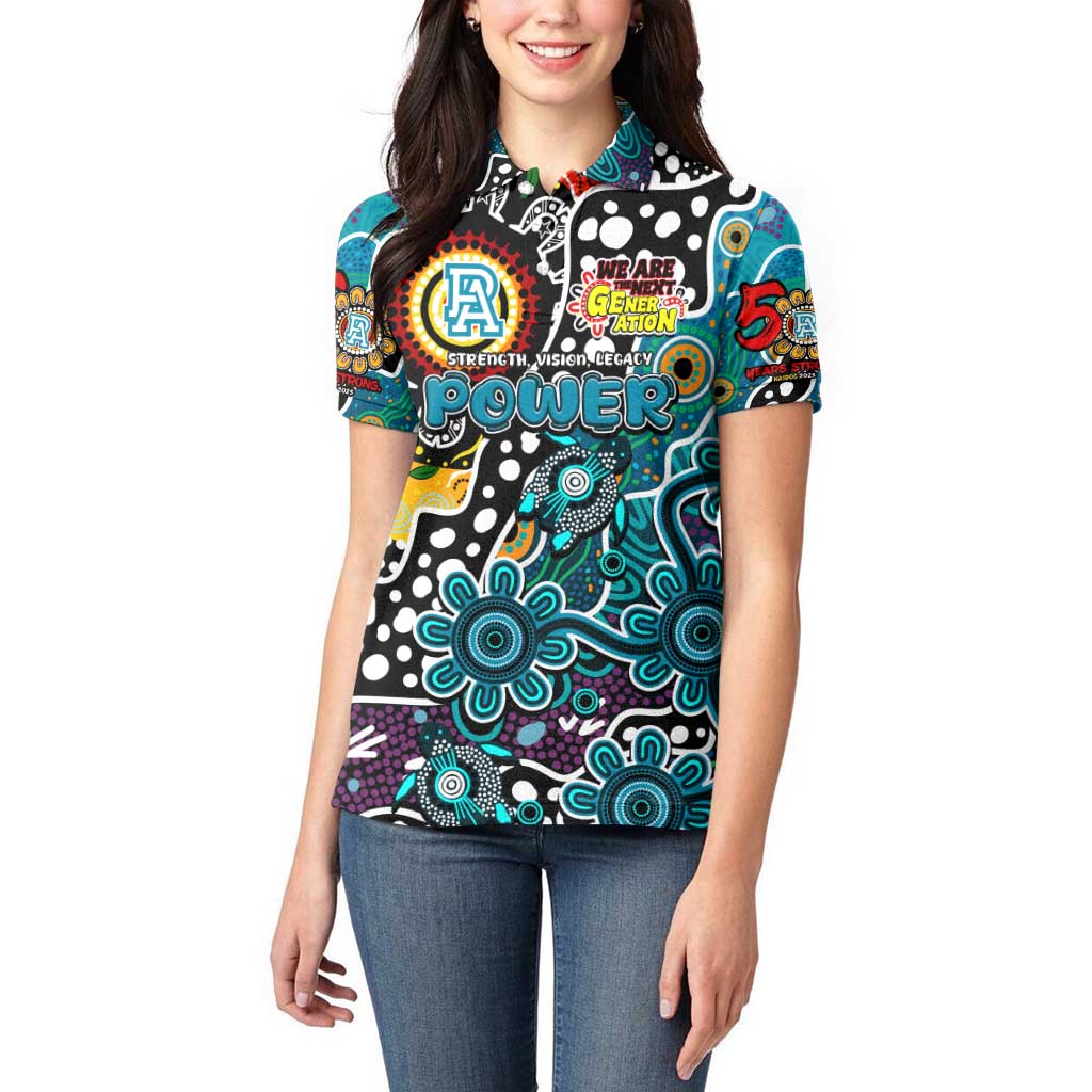 Personalised Power AFL Celebrating 50 Years of Naidoc Women Polo Shirt NAIDOC Week 2025 Aboriginal