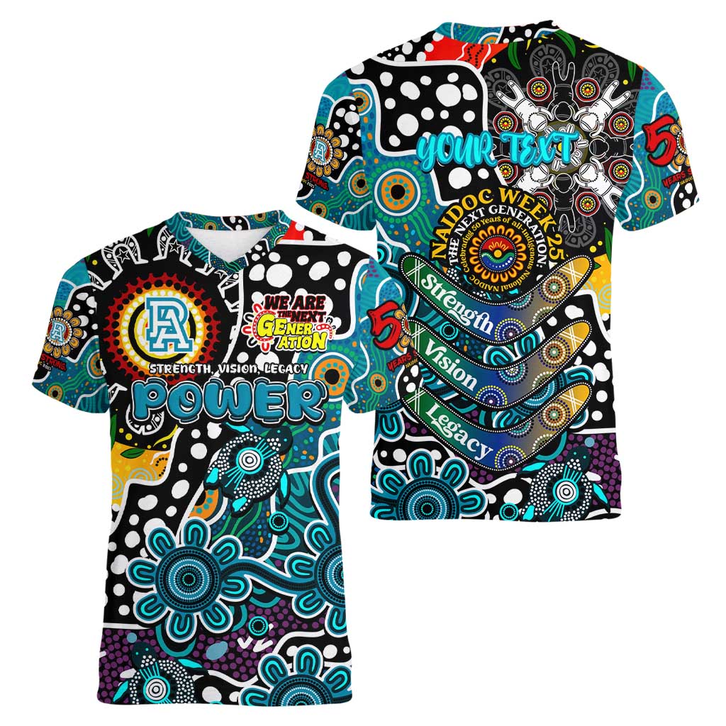 Personalised Power AFL Celebrating 50 Years of Naidoc Women V-Neck T-Shirt NAIDOC Week 2025 Aboriginal