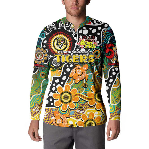 Personalised Tigers AFL Celebrating 50 Years of Naidoc Button Sweatshirt NAIDOC Week 2025 Aboriginal