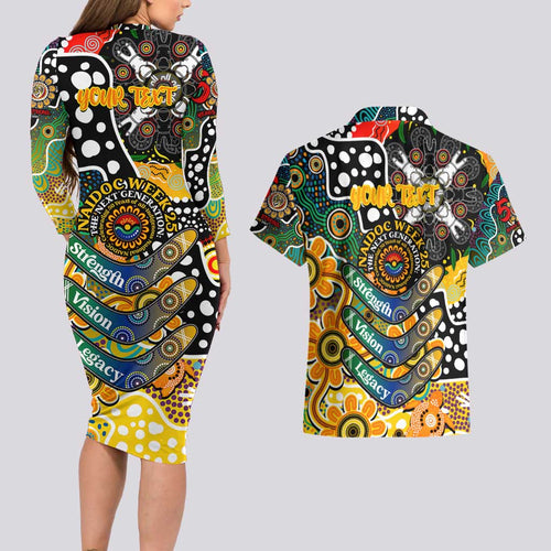 Personalised Tigers AFL Celebrating 50 Years of Naidoc Couples Matching Long Sleeve Bodycon Dress and Hawaiian Shirt NAIDOC Week 2025 Aboriginal