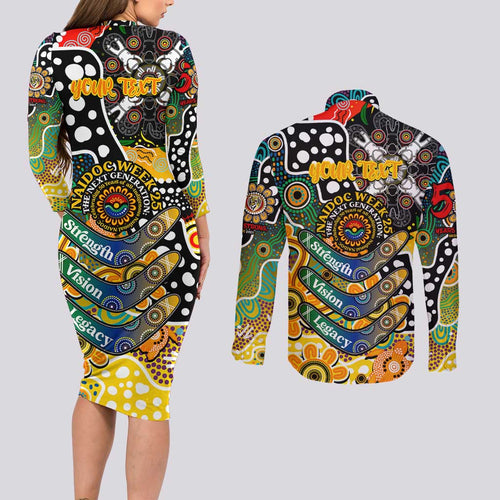 Personalised Tigers AFL Celebrating 50 Years of Naidoc Couples Matching Long Sleeve Bodycon Dress and Long Sleeve Button Shirt NAIDOC Week 2025 Aboriginal