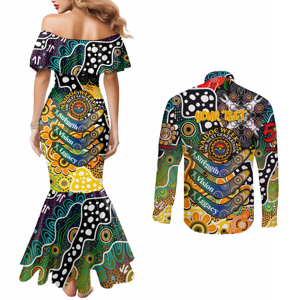 Personalised Tigers AFL Celebrating 50 Years of Naidoc Couples Matching Mermaid Dress and Long Sleeve Button Shirt NAIDOC Week 2025 Aboriginal