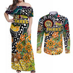 Personalised Tigers AFL Celebrating 50 Years of Naidoc Couples Matching Off Shoulder Maxi Dress and Long Sleeve Button Shirt NAIDOC Week 2025 Aboriginal