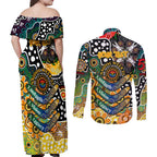 Personalised Tigers AFL Celebrating 50 Years of Naidoc Couples Matching Off Shoulder Maxi Dress and Long Sleeve Button Shirt NAIDOC Week 2025 Aboriginal