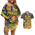 Personalised Tigers AFL Celebrating 50 Years of Naidoc Couples Matching Off Shoulder Short Dress and Hawaiian Shirt NAIDOC Week 2025 Aboriginal