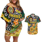 Personalised Tigers AFL Celebrating 50 Years of Naidoc Couples Matching Off Shoulder Short Dress and Hawaiian Shirt NAIDOC Week 2025 Aboriginal