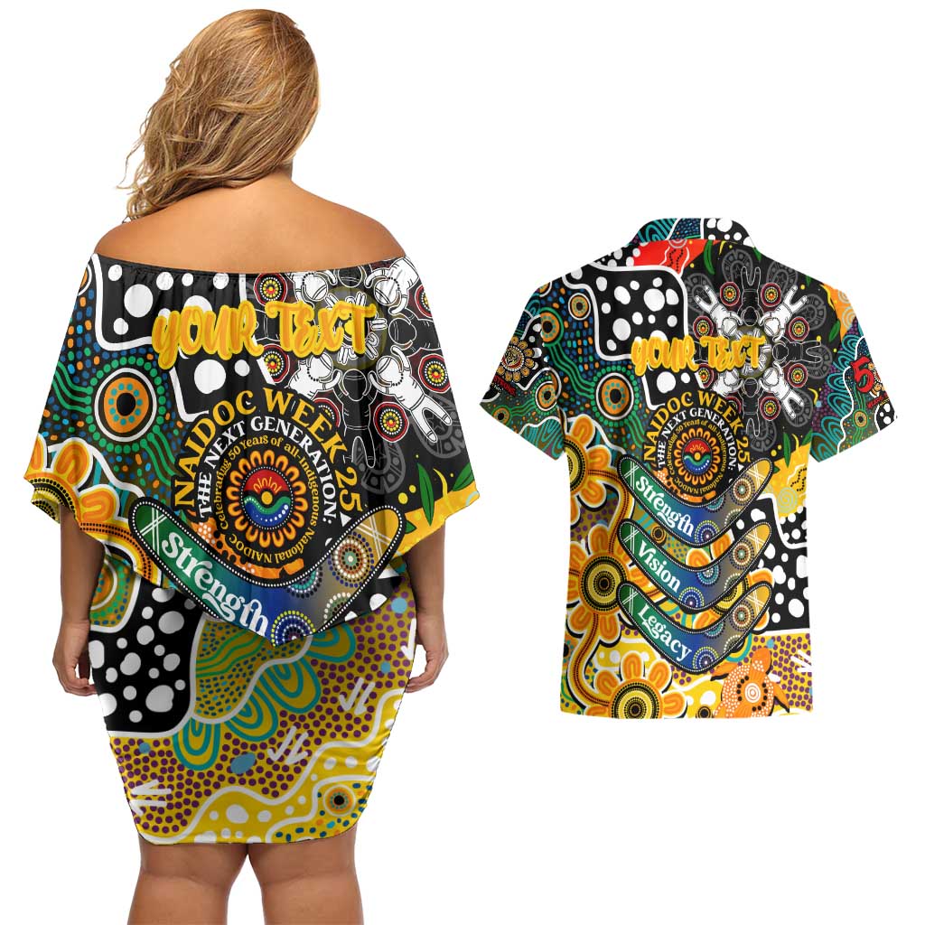Personalised Tigers AFL Celebrating 50 Years of Naidoc Couples Matching Off Shoulder Short Dress and Hawaiian Shirt NAIDOC Week 2025 Aboriginal