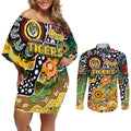 Personalised Tigers AFL Celebrating 50 Years of Naidoc Couples Matching Off Shoulder Short Dress and Long Sleeve Button Shirt NAIDOC Week 2025 Aboriginal