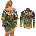 Personalised Tigers AFL Celebrating 50 Years of Naidoc Couples Matching Off Shoulder Short Dress and Long Sleeve Button Shirt NAIDOC Week 2025 Aboriginal