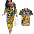 Personalised Tigers AFL Celebrating 50 Years of Naidoc Couples Matching Off The Shoulder Long Sleeve Dress and Hawaiian Shirt NAIDOC Week 2025 Aboriginal