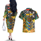 Personalised Tigers AFL Celebrating 50 Years of Naidoc Couples Matching Off The Shoulder Long Sleeve Dress and Hawaiian Shirt NAIDOC Week 2025 Aboriginal