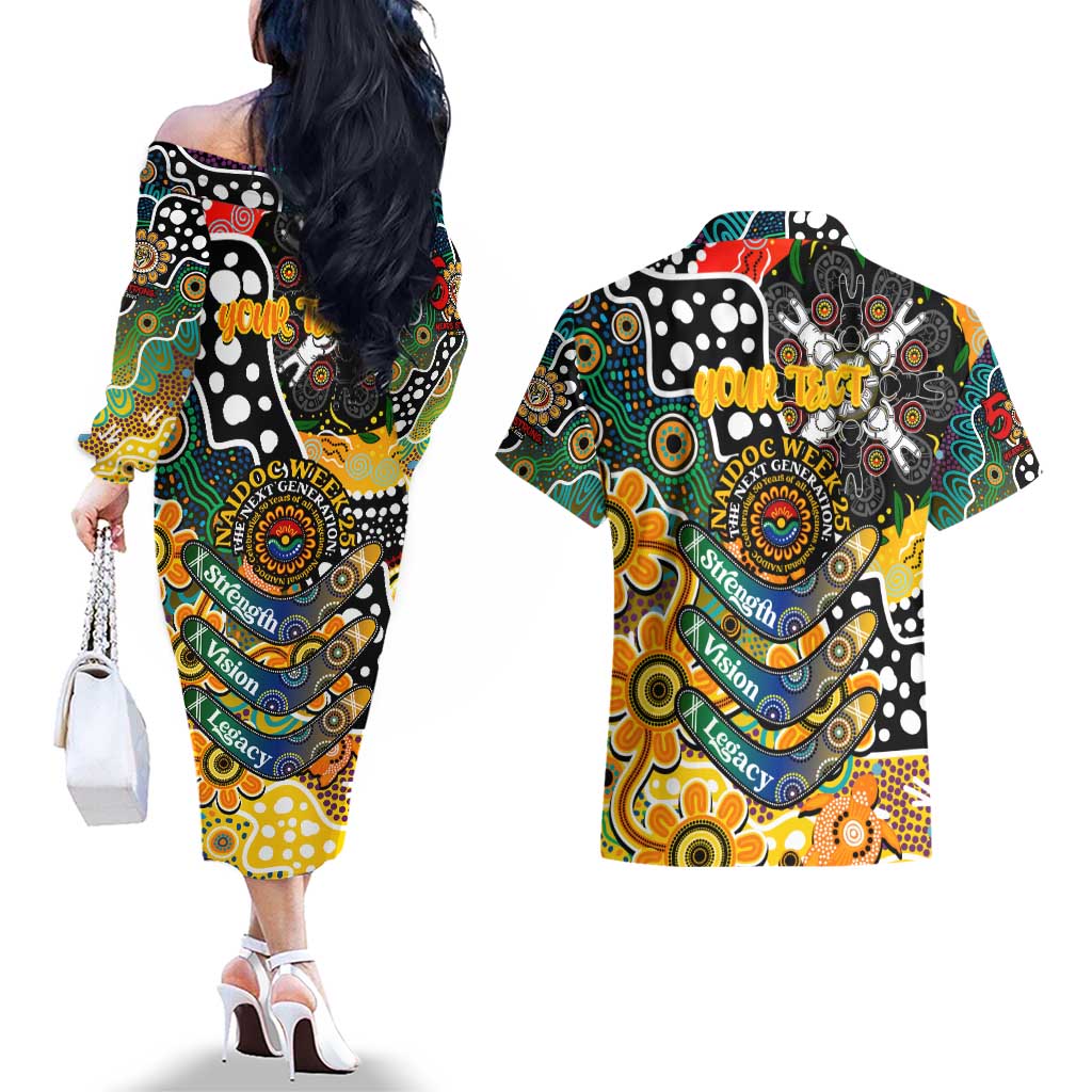 Personalised Tigers AFL Celebrating 50 Years of Naidoc Couples Matching Off The Shoulder Long Sleeve Dress and Hawaiian Shirt NAIDOC Week 2025 Aboriginal