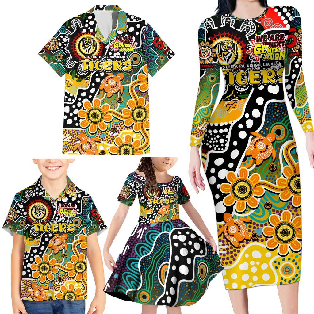 Personalised Tigers AFL Celebrating 50 Years of Naidoc Family Matching Long Sleeve Bodycon Dress and Hawaiian Shirt NAIDOC Week 2025 Aboriginal