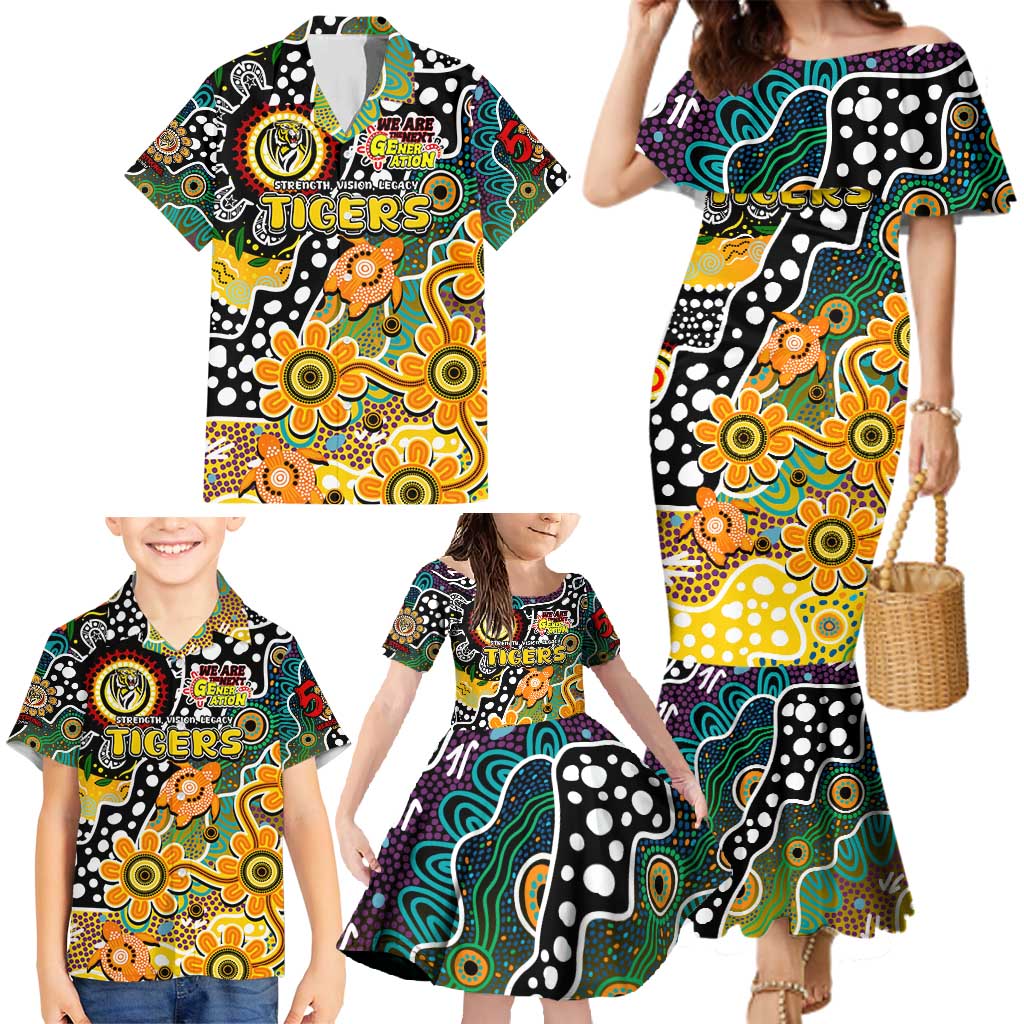 Personalised Tigers AFL Celebrating 50 Years of Naidoc Family Matching Mermaid Dress and Hawaiian Shirt NAIDOC Week 2025 Aboriginal