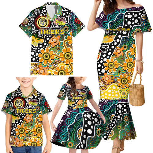 Personalised Tigers AFL Celebrating 50 Years of Naidoc Family Matching Mermaid Dress and Hawaiian Shirt NAIDOC Week 2025 Aboriginal