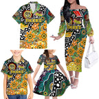 Personalised Tigers AFL Celebrating 50 Years of Naidoc Family Matching Off The Shoulder Long Sleeve Dress and Hawaiian Shirt NAIDOC Week 2025 Aboriginal