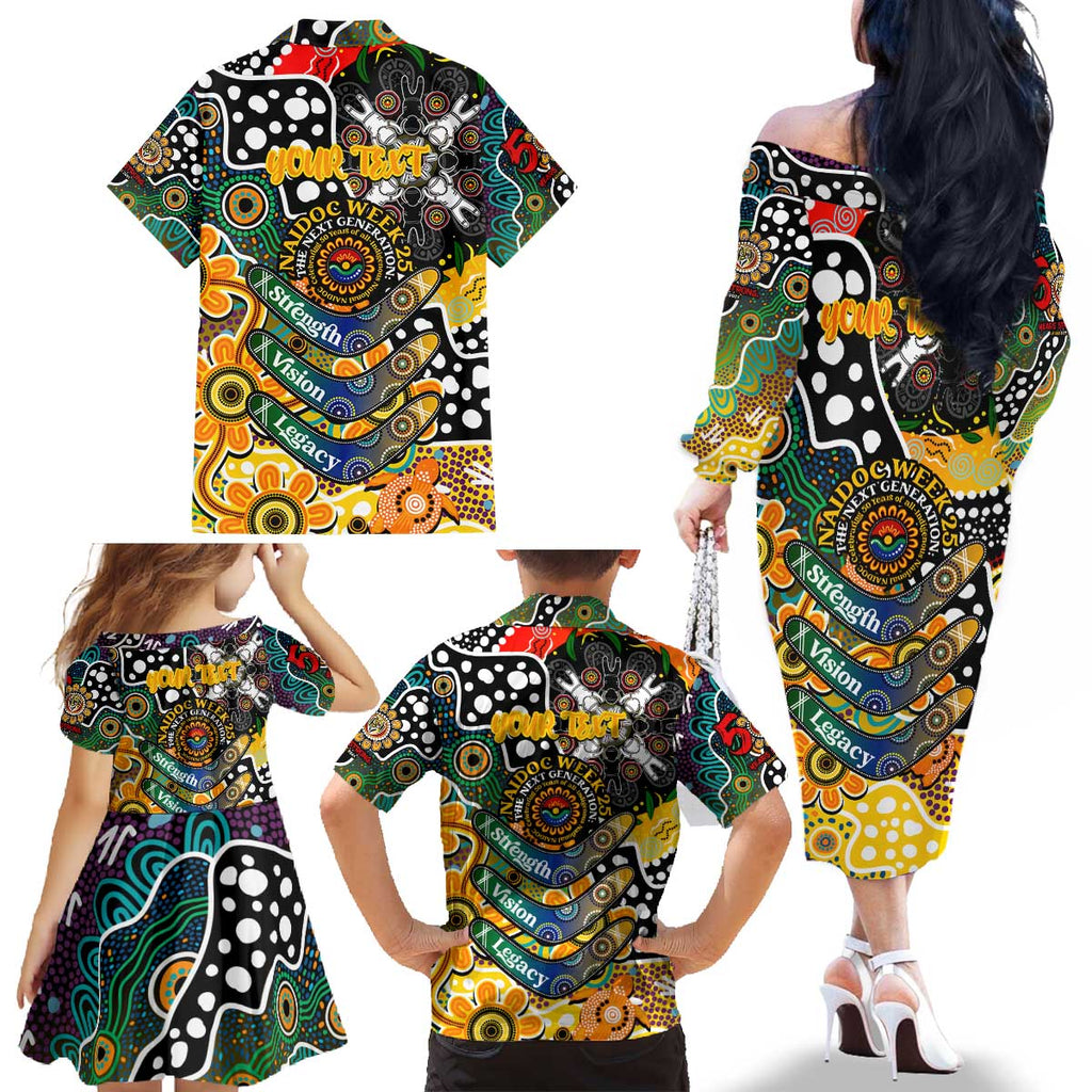 Personalised Tigers AFL Celebrating 50 Years of Naidoc Family Matching Off The Shoulder Long Sleeve Dress and Hawaiian Shirt NAIDOC Week 2025 Aboriginal