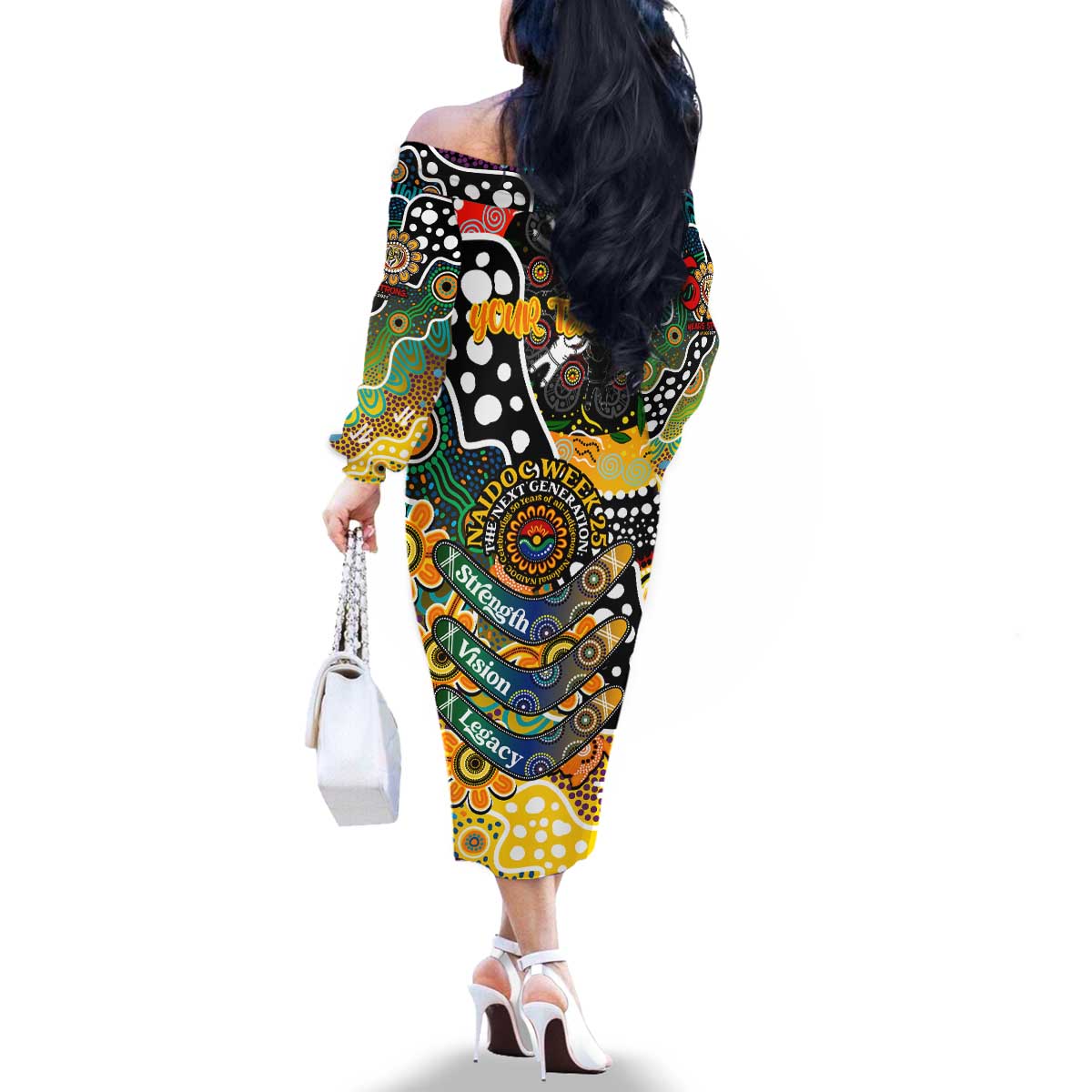 Personalised Tigers AFL Celebrating 50 Years of Naidoc Family Matching Off The Shoulder Long Sleeve Dress and Hawaiian Shirt NAIDOC Week 2025 Aboriginal