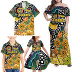 Personalised Tigers AFL Celebrating 50 Years of Naidoc Family Matching Off Shoulder Maxi Dress and Hawaiian Shirt NAIDOC Week 2025 Aboriginal