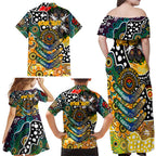 Personalised Tigers AFL Celebrating 50 Years of Naidoc Family Matching Off Shoulder Maxi Dress and Hawaiian Shirt NAIDOC Week 2025 Aboriginal