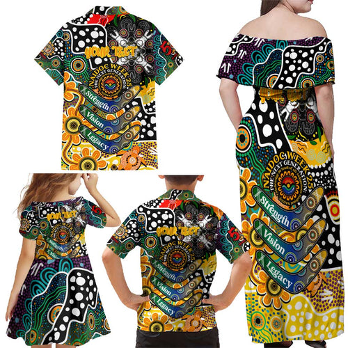 Personalised Tigers AFL Celebrating 50 Years of Naidoc Family Matching Off Shoulder Maxi Dress and Hawaiian Shirt NAIDOC Week 2025 Aboriginal