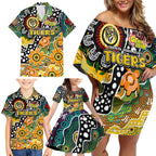 Personalised Tigers AFL Celebrating 50 Years of Naidoc Family Matching Off Shoulder Short Dress and Hawaiian Shirt NAIDOC Week 2025 Aboriginal