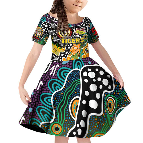 Personalised Tigers AFL Celebrating 50 Years of Naidoc Family Matching Off Shoulder Short Dress and Hawaiian Shirt NAIDOC Week 2025 Aboriginal