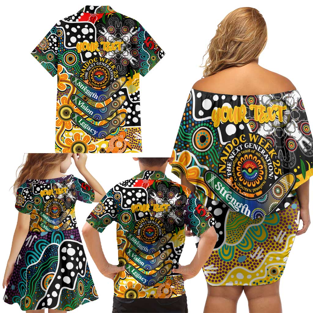 Personalised Tigers AFL Celebrating 50 Years of Naidoc Family Matching Off Shoulder Short Dress and Hawaiian Shirt NAIDOC Week 2025 Aboriginal