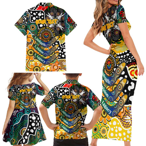 Personalised Tigers AFL Celebrating 50 Years of Naidoc Family Matching Short Sleeve Bodycon Dress and Hawaiian Shirt NAIDOC Week 2025 Aboriginal