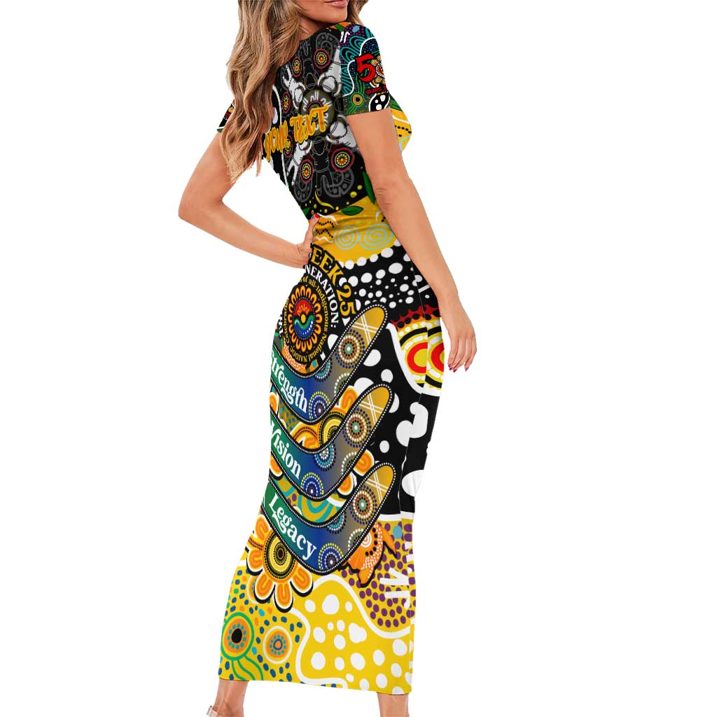 Personalised Tigers AFL Celebrating 50 Years of Naidoc Family Matching Short Sleeve Bodycon Dress and Hawaiian Shirt NAIDOC Week 2025 Aboriginal