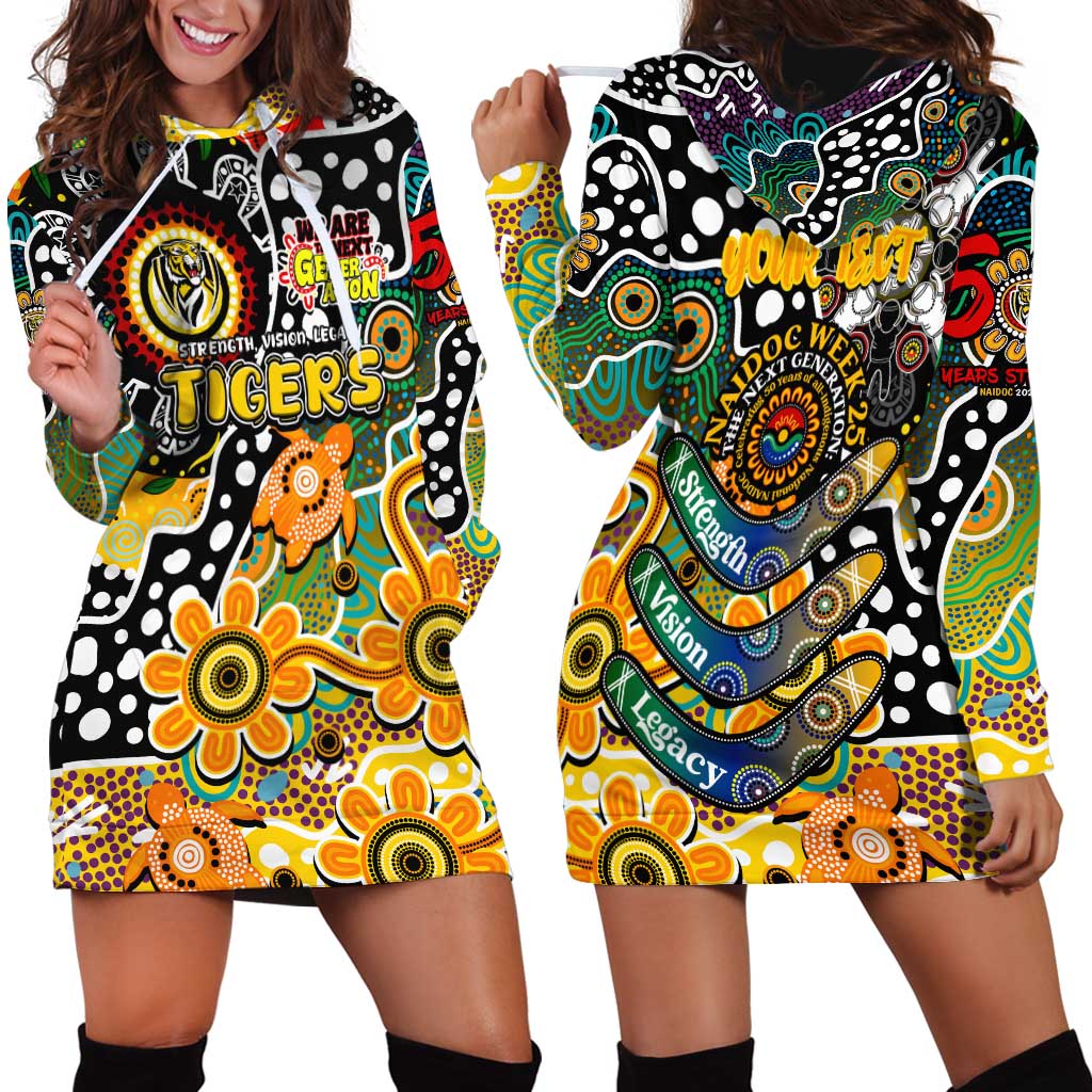 Personalised Tigers AFL Celebrating 50 Years of Naidoc Hoodie Dress NAIDOC Week 2025 Aboriginal