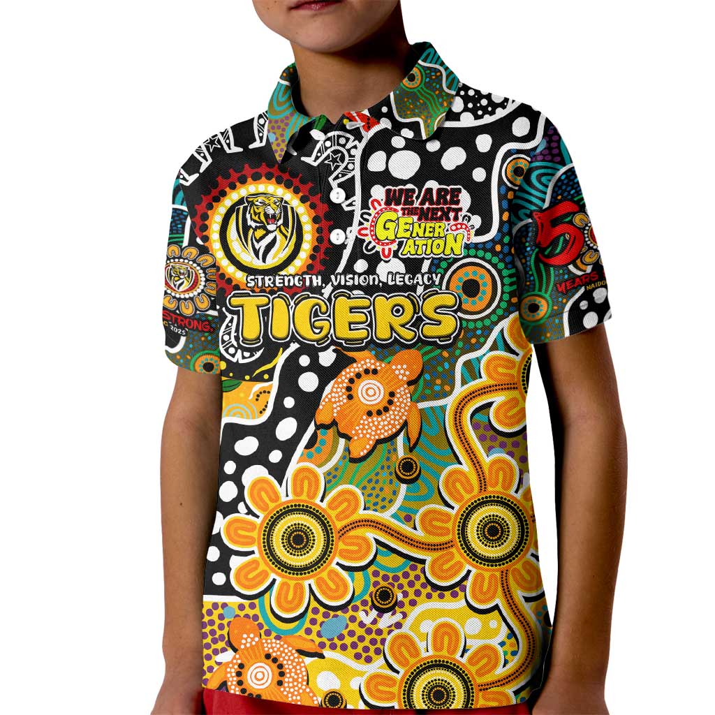 Personalised Tigers AFL Celebrating 50 Years of Naidoc Kid Polo Shirt NAIDOC Week 2025 Aboriginal