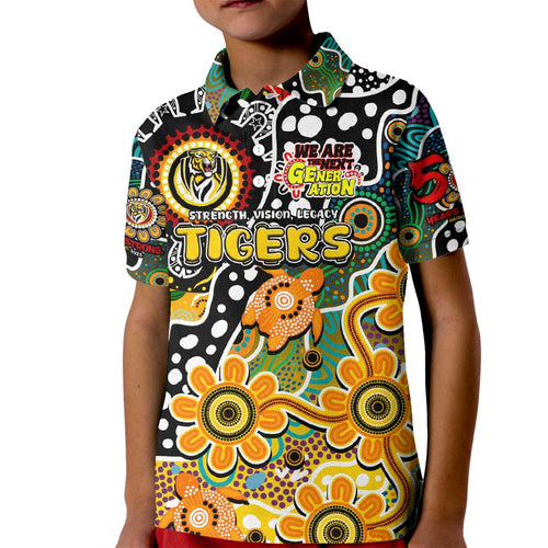 Personalised Tigers AFL Celebrating 50 Years of Naidoc Kid Polo Shirt NAIDOC Week 2025 Aboriginal