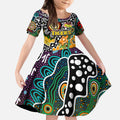 Personalised Tigers AFL Celebrating 50 Years of Naidoc Kid Short Sleeve Dress NAIDOC Week 2025 Aboriginal