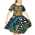 Personalised Tigers AFL Celebrating 50 Years of Naidoc Kid Short Sleeve Dress NAIDOC Week 2025 Aboriginal