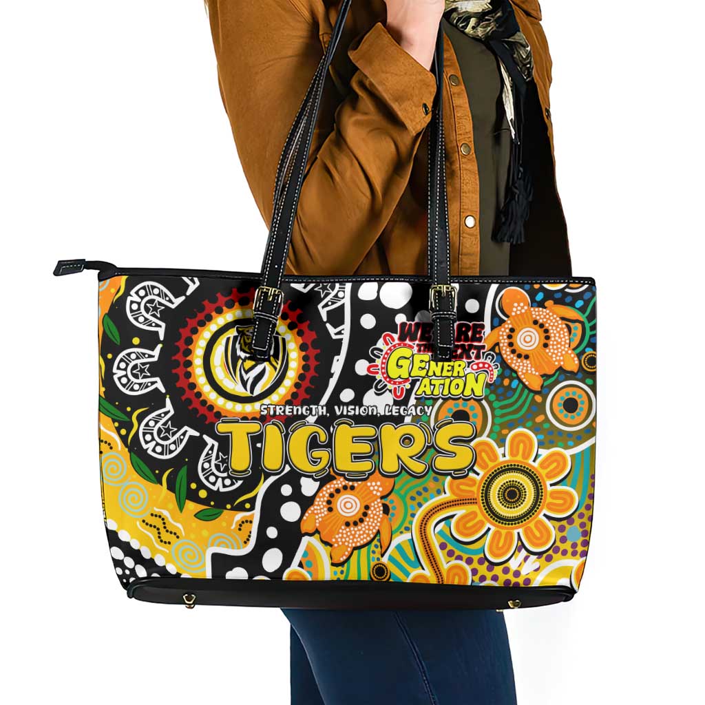 Tigers AFL Celebrating 50 Years of Naidoc Leather Tote Bag NAIDOC Week 2025 Aboriginal