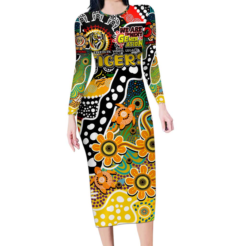 Personalised Tigers AFL Celebrating 50 Years of Naidoc Long Sleeve Bodycon Dress NAIDOC Week 2025 Aboriginal