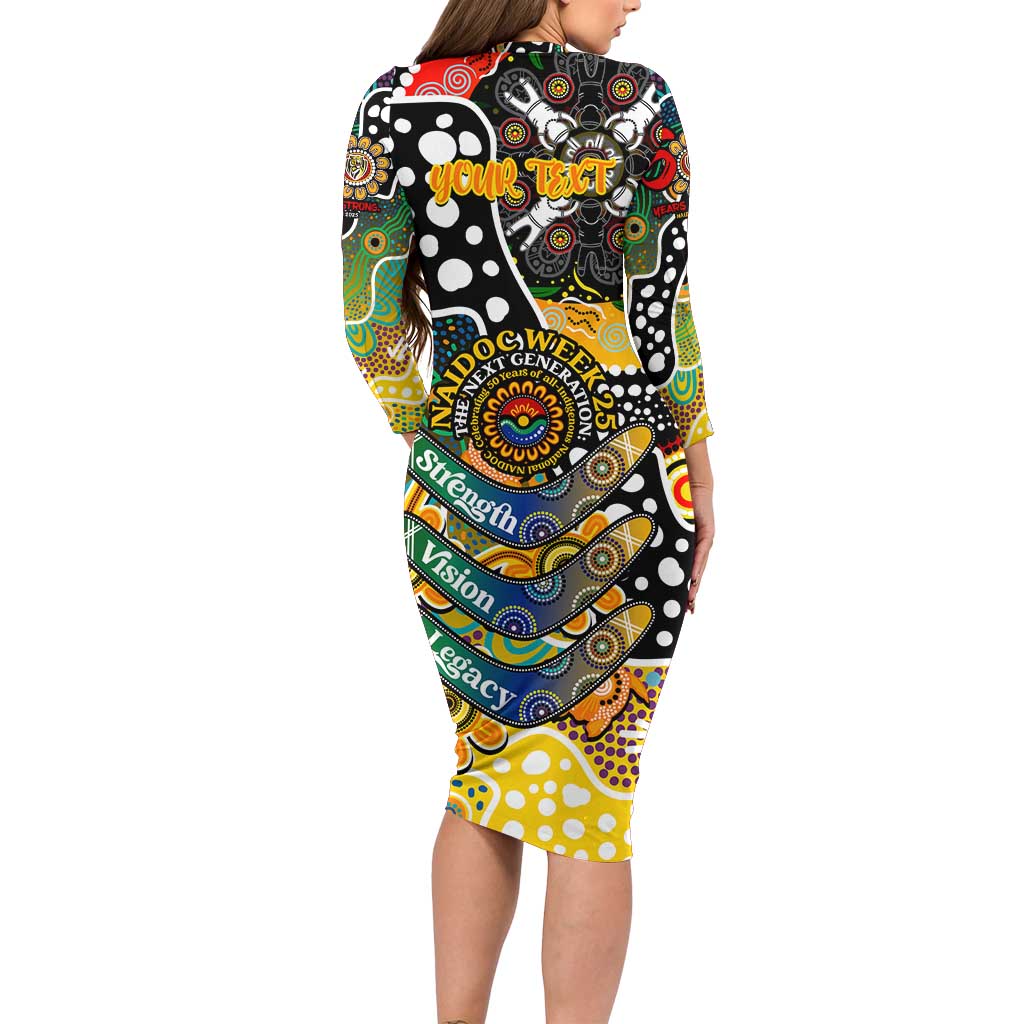 Personalised Tigers AFL Celebrating 50 Years of Naidoc Long Sleeve Bodycon Dress NAIDOC Week 2025 Aboriginal