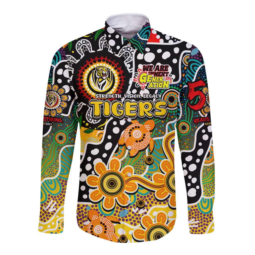 Personalised Tigers AFL Celebrating 50 Years of Naidoc Long Sleeve Button Shirt NAIDOC Week 2025 Aboriginal