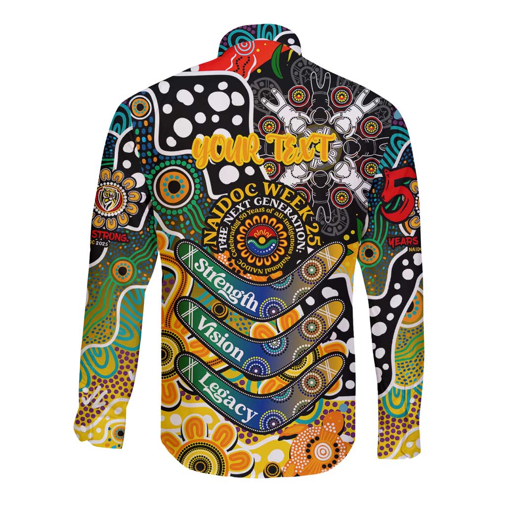 Personalised Tigers AFL Celebrating 50 Years of Naidoc Long Sleeve Button Shirt NAIDOC Week 2025 Aboriginal