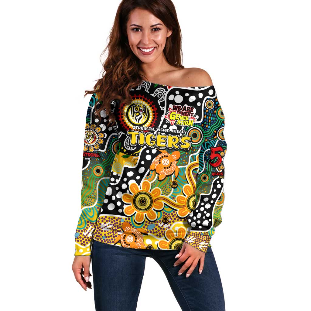 Personalised Tigers AFL Celebrating 50 Years of Naidoc Off Shoulder Sweater NAIDOC Week 2025 Aboriginal