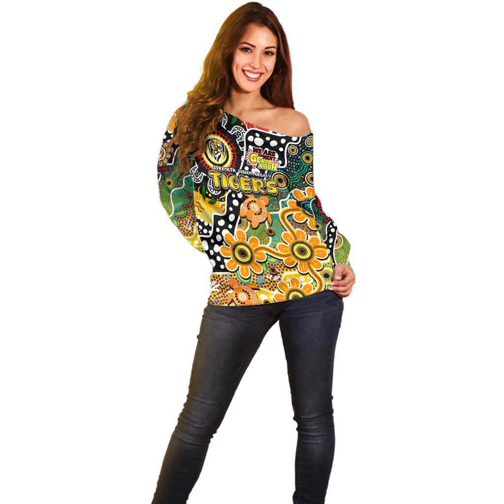 Personalised Tigers AFL Celebrating 50 Years of Naidoc Off Shoulder Sweater NAIDOC Week 2025 Aboriginal