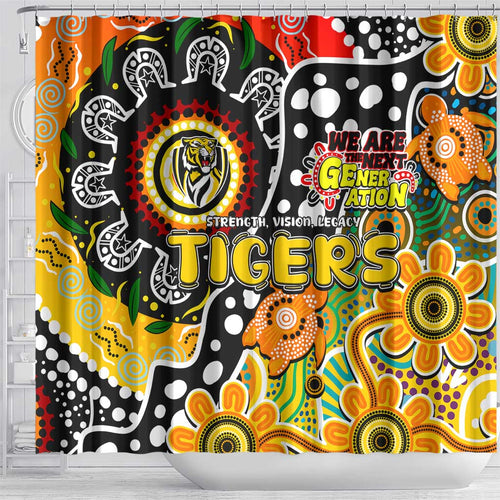 Tigers AFL Celebrating 50 Years of Naidoc Shower Curtain NAIDOC Week 2025 Aboriginal