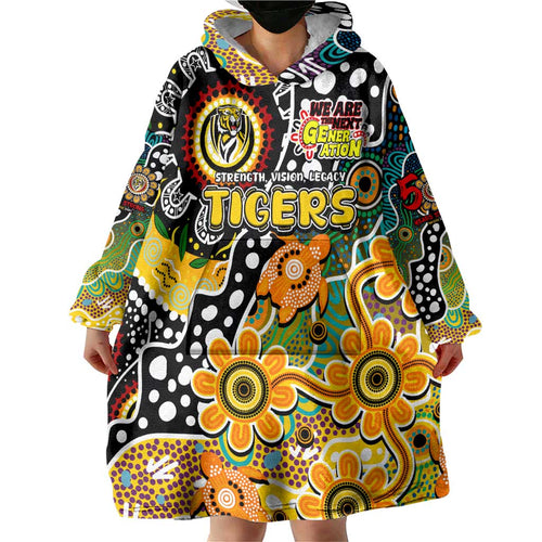 Personalised Tigers AFL Celebrating 50 Years of Naidoc Wearable Blanket Hoodie NAIDOC Week 2025 Aboriginal