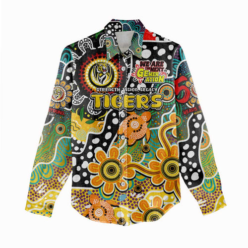 Personalised Tigers AFL Celebrating 50 Years of Naidoc Women Casual Shirt NAIDOC Week 2025 Aboriginal