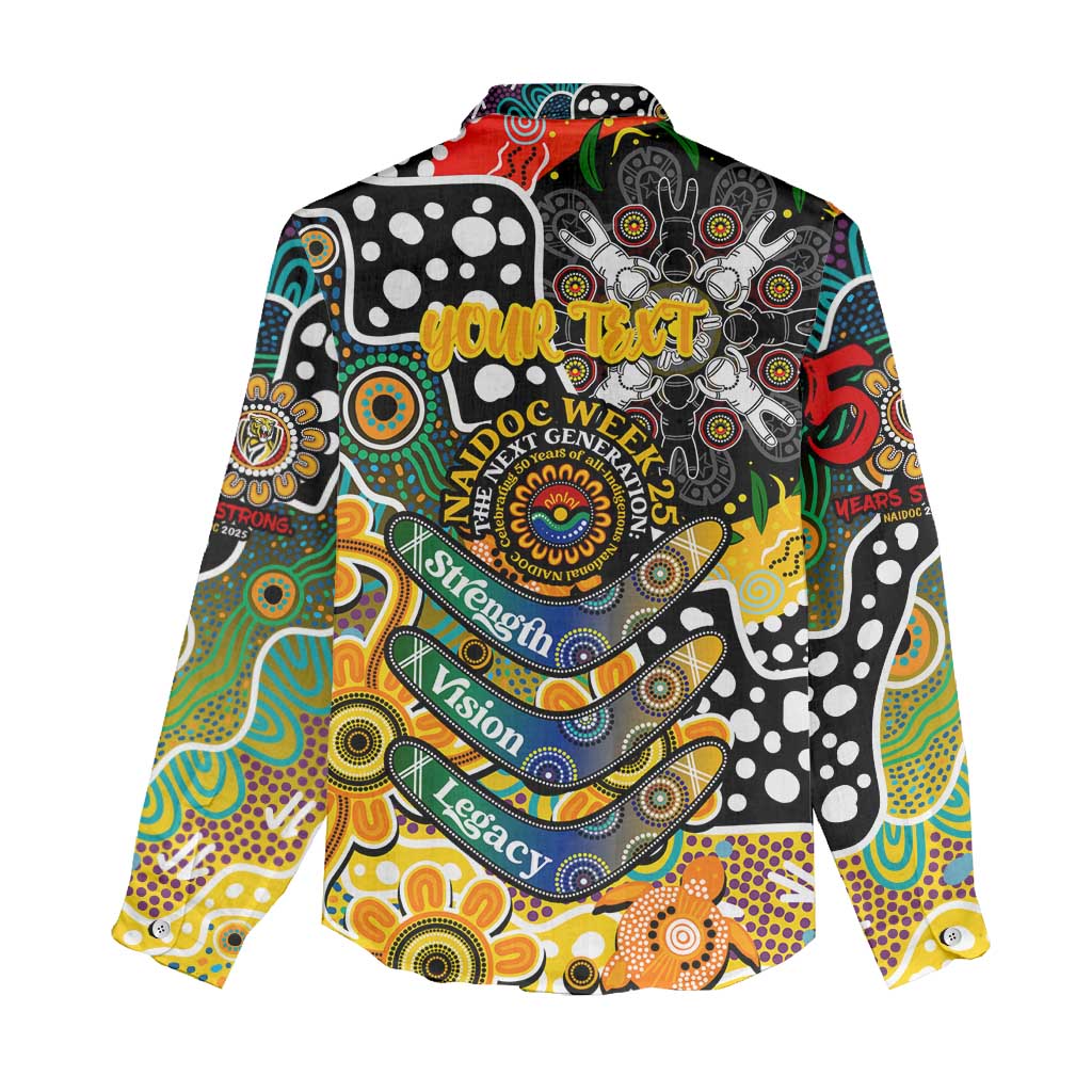 Personalised Tigers AFL Celebrating 50 Years of Naidoc Women Casual Shirt NAIDOC Week 2025 Aboriginal