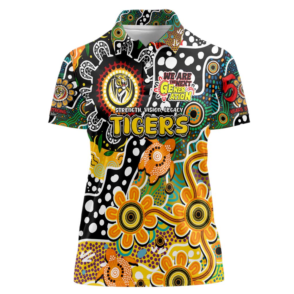 Personalised Tigers AFL Celebrating 50 Years of Naidoc Women Polo Shirt NAIDOC Week 2025 Aboriginal