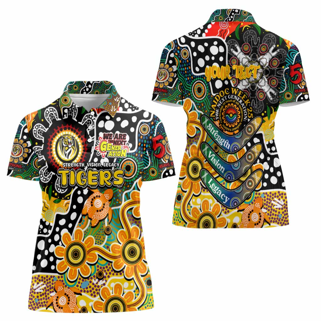 Personalised Tigers AFL Celebrating 50 Years of Naidoc Women Polo Shirt NAIDOC Week 2025 Aboriginal